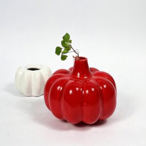 Pumpkin Ceramic Flower Vase for Home Decor Small Vase (Red Pumpkin)