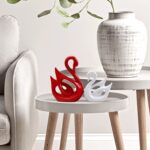 Lucky Swan Couple Piano Finish Ceramic Figures for Home Decor