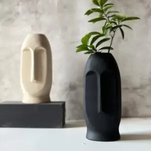 Black Ceramic Abstract Face Vase Ceramic Flower Vase