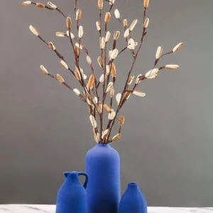 Blue Tiara Vase Set Pottery Ceramic Flower Vase for Living Room Flower Pot