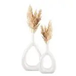 Ceramic White Oval Vase Pampas Grass Flower Vase Tabletop Ceramic Vase