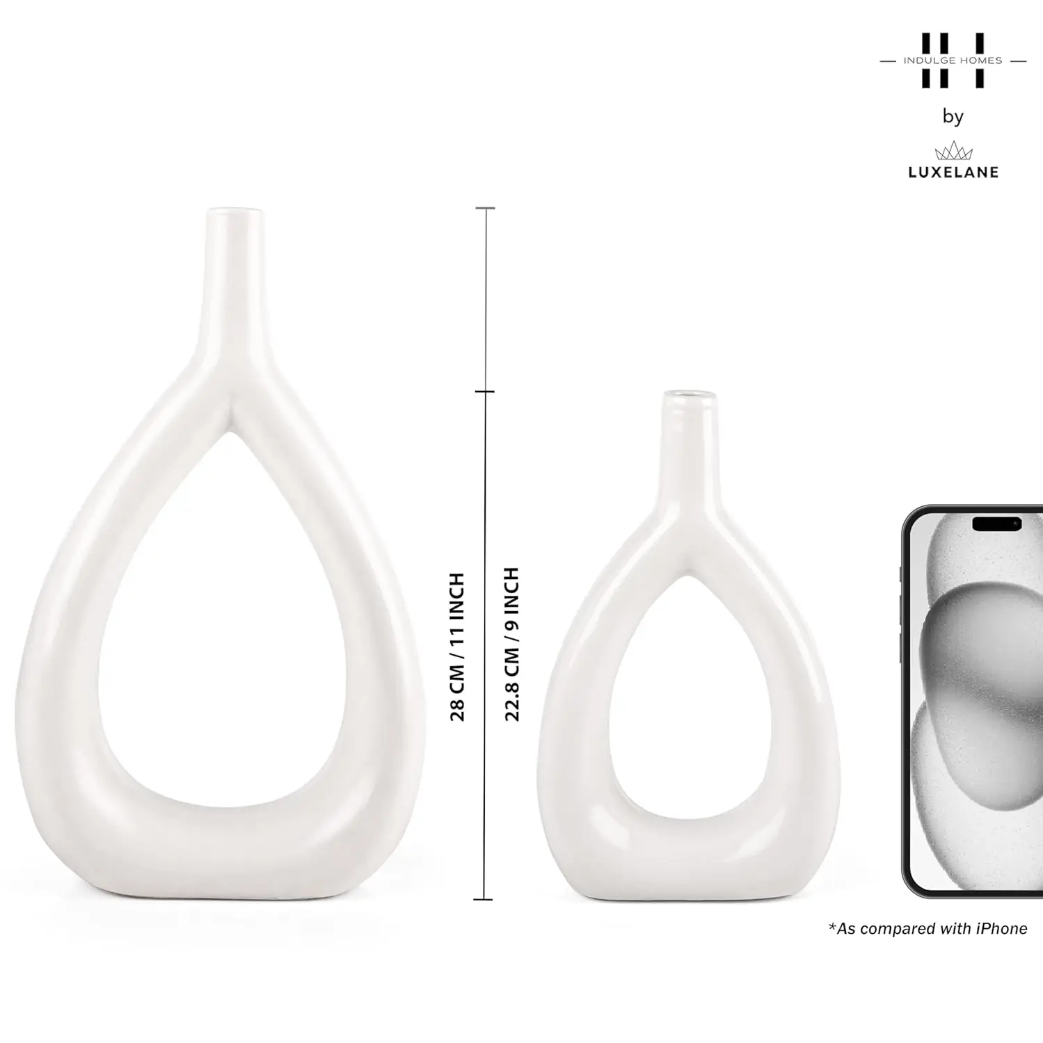 Ceramic White Oval Vase | Pampas Grass Flower Vase Tabletop Ceramic Vase - Image 2