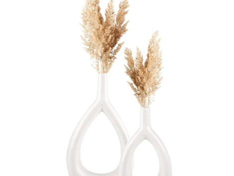 Ceramic White Oval Vase Pampas Grass Flower Vase Tabletop Ceramic Vase