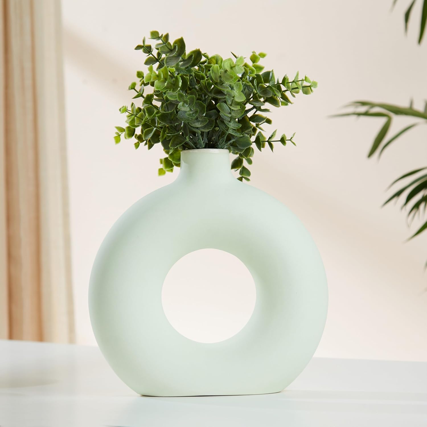 Donut Vase for Home Decor (Pack of 1, Light Green) - Image 2