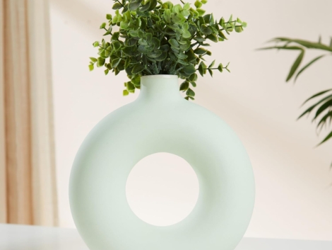 Donut Vase for Home Decor (Pack of 1, Light Green)