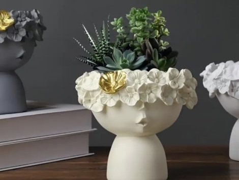 Face Ceramic Vase The White Queen Flower Vase