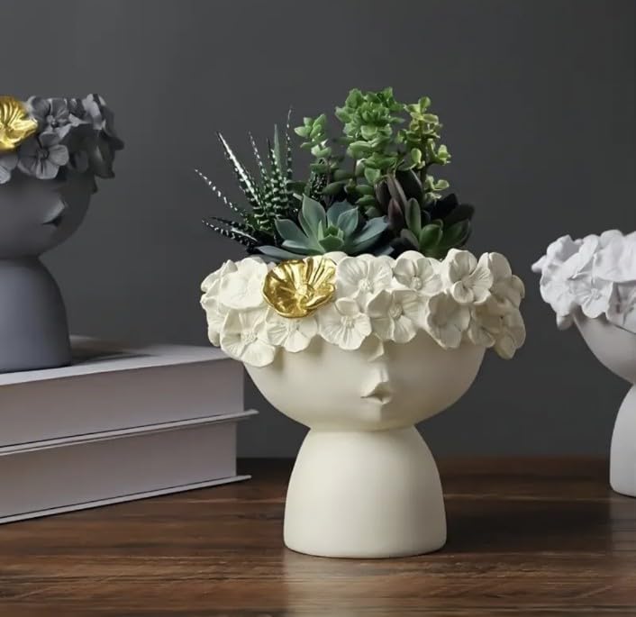 Face Ceramic Vase The White Queen Flower Vase