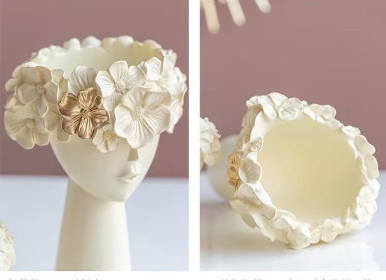 Face Ceramic Vase The White Queen Flower Vase - Image 4