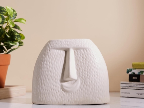 Handcrafted Ceramic Face-Shaped Vase